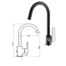 Kitchen sink faucet, black MG-2655-M, BĒRZUPE