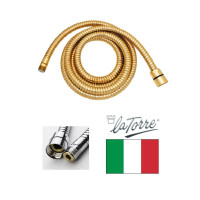 Shower hose double braid. 3/8MX200, gold, RICAMBIO