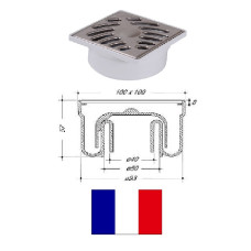 Floor drain with vert. waste 100x100x50, SIHJ101