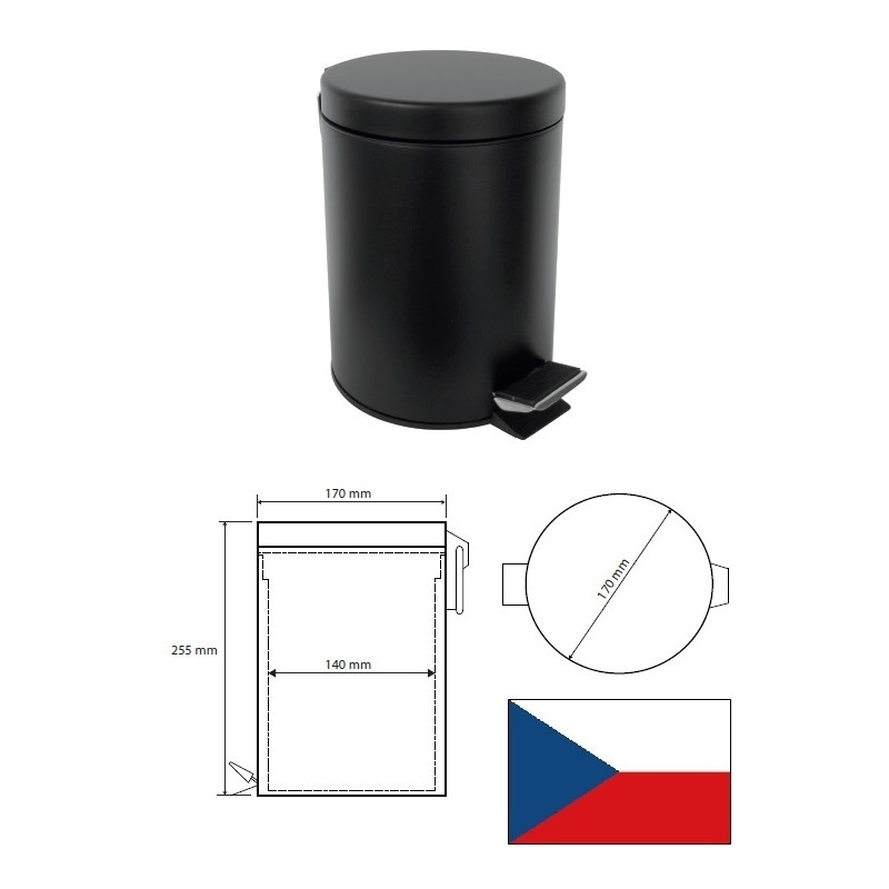 Waste bin 3L, black 104315020, DARK