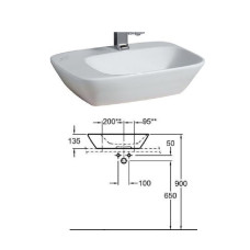 Ceramic sink Silk 580x428mm, white, SILK L