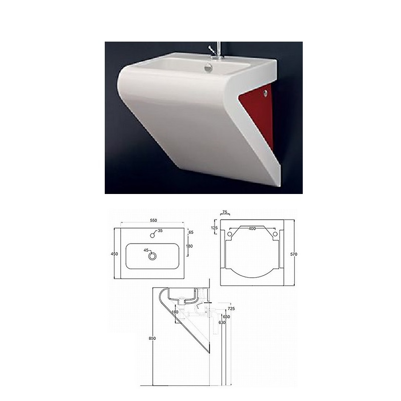 Ceramic sink L026 white/black, LAFONTANA