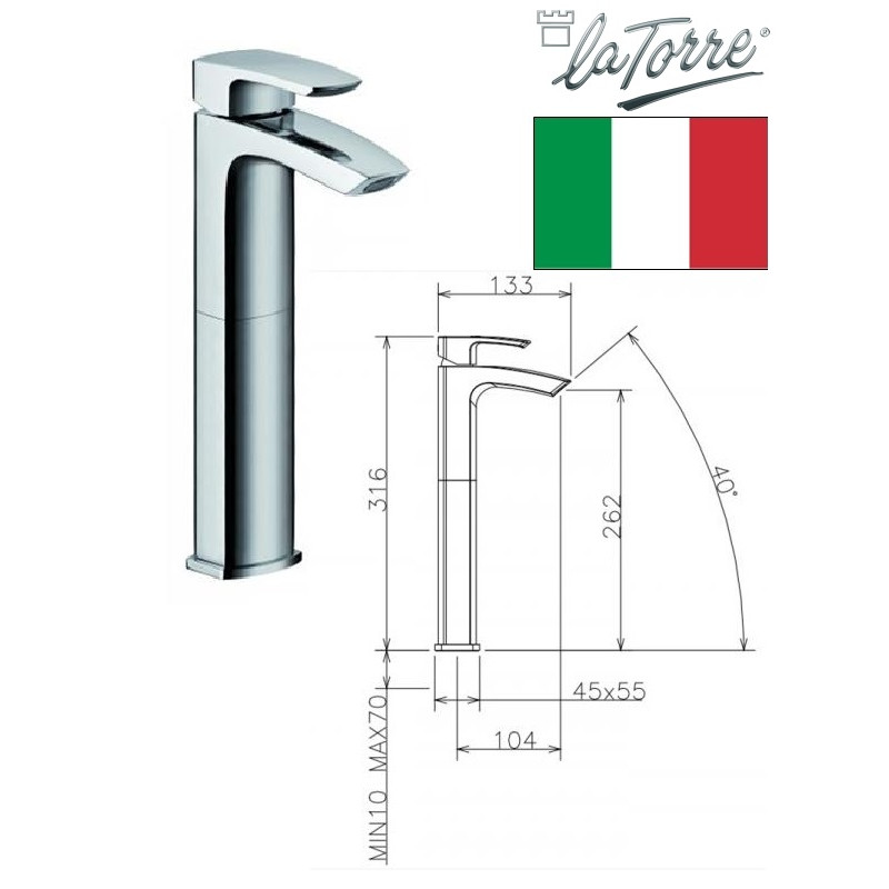 Ceramic sink faucet w/o waste 31501TC C, STUDIO
