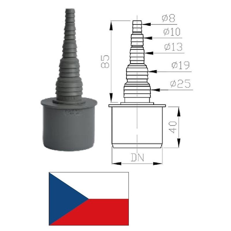 Šļūtenes savienojums (taisnais) DN32, 8-25mm