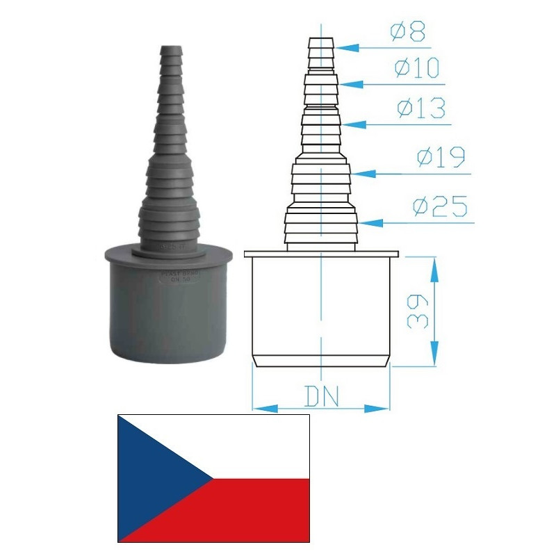 Šļūtenes savienojums (taisnais) DN40, 8-25mm