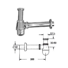 Syphon for bidet 1.1/4x32 120, 1.1/4X32