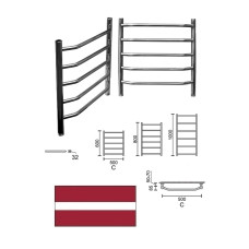 Towel dryer "E" L-800 C-500 1* 18873, E