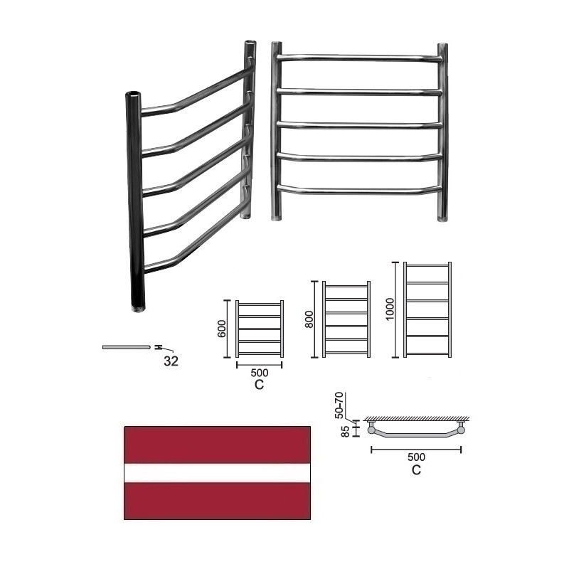 Towel dryer "E" L-1200 C-500 1* 19559, E