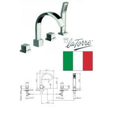 Bath faucet 4-hole 28847 Cubic CR, JAVA