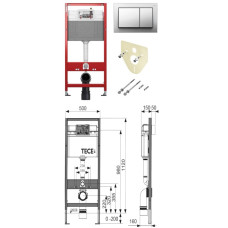 WC модуль с белой кнопкой 9400400, TECE BASE