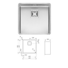 Kitchen sink 440x440mm, one bowl, TEXAS