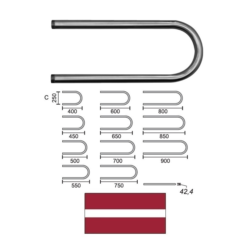 DVŽ U-veida L-850 C-250 11/4* 10310, U-VEIDA