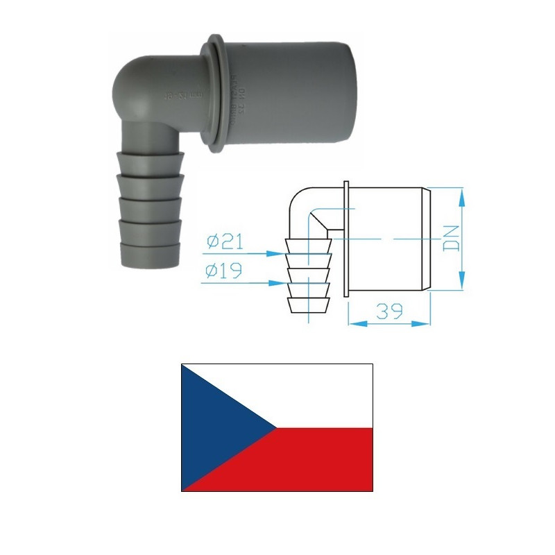 Šļūtenes savienojums (leņķa) DN40, 19-21mm